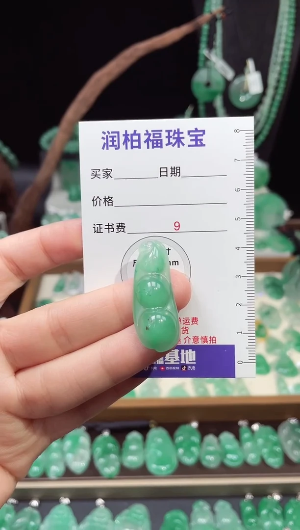 吊坠(不含链)未镶嵌石英质玉（非洲翠）11.196豆子