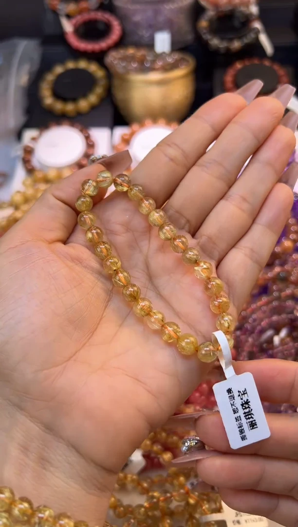 未镶嵌手串水晶金发晶7mm+