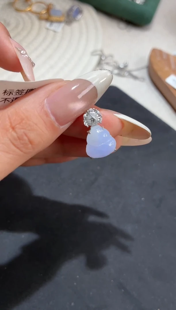 吊坠(不含链)银S925镶嵌翡翠【挽石珠宝】葫芦