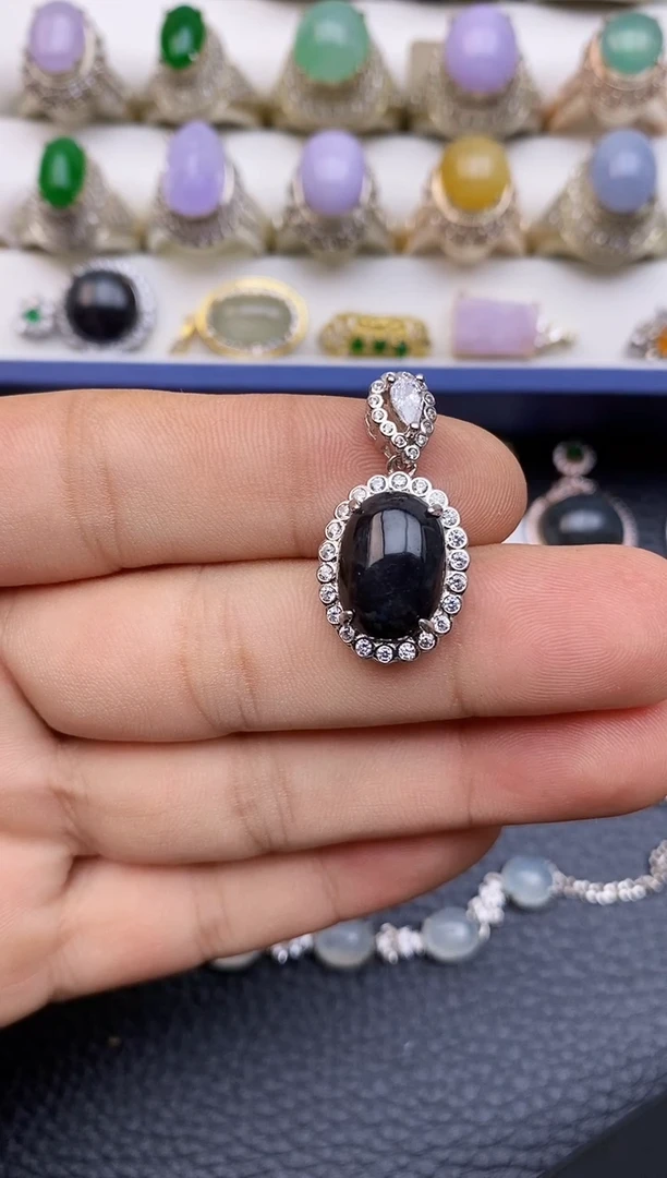 颈饰银S925镶嵌翡翠5266