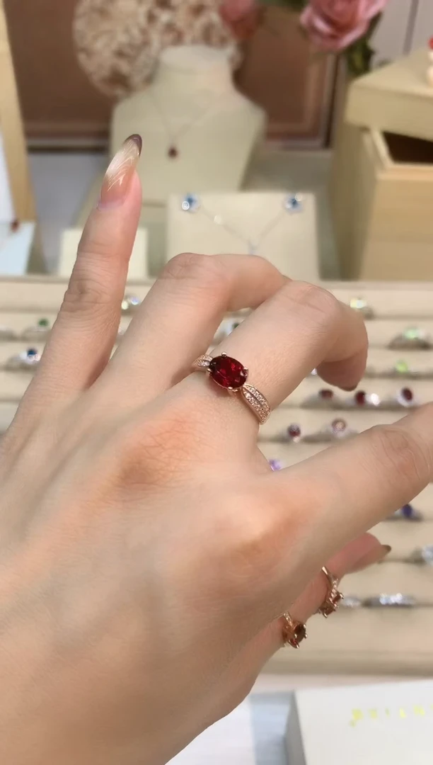 银S925镶嵌戒指石榴石石榴石