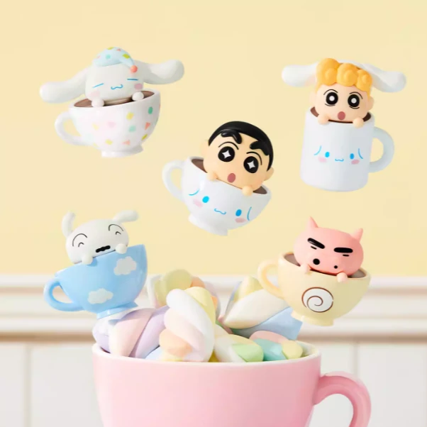 【正品代拆】大耳狗X蜡笔小新MINI茶杯萌粒盲盒潮玩桌面摆件