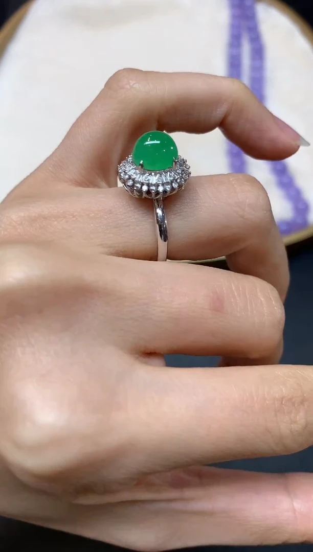 18K金镶嵌戒指翡翠W332|12800