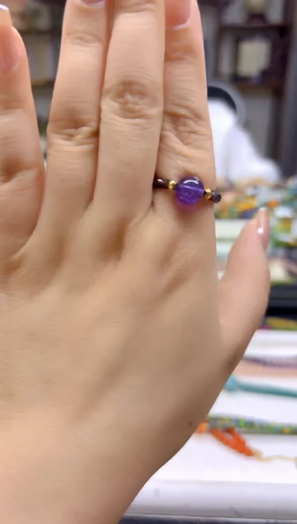 紫晶戒圈未镶嵌DIY款J109