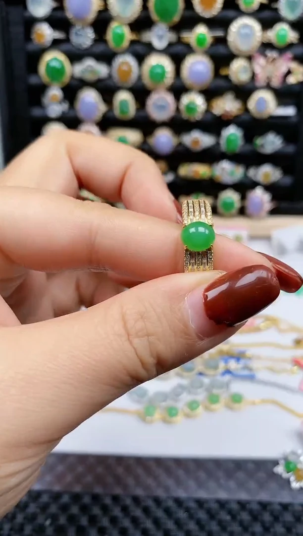 银S925镶嵌戒指翡翠495