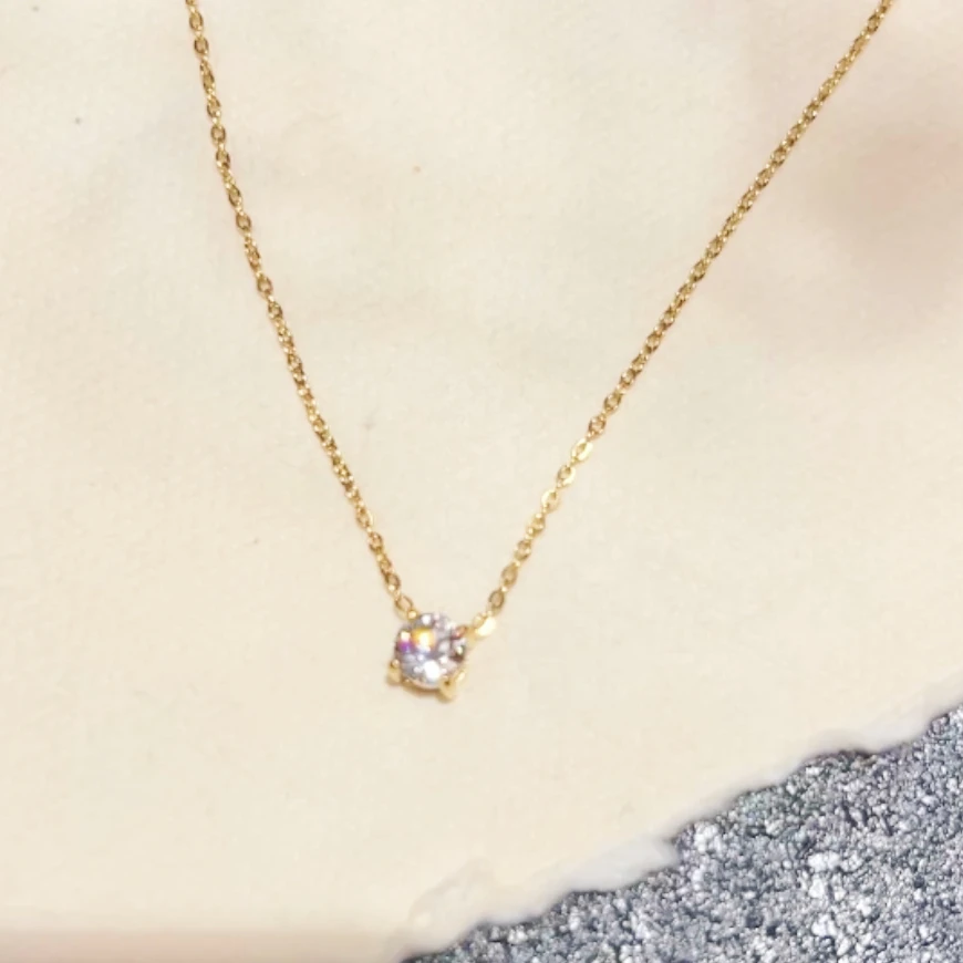 钛钢项链 金色小钻项链高级感百搭气质时尚小众首饰女款锁骨链