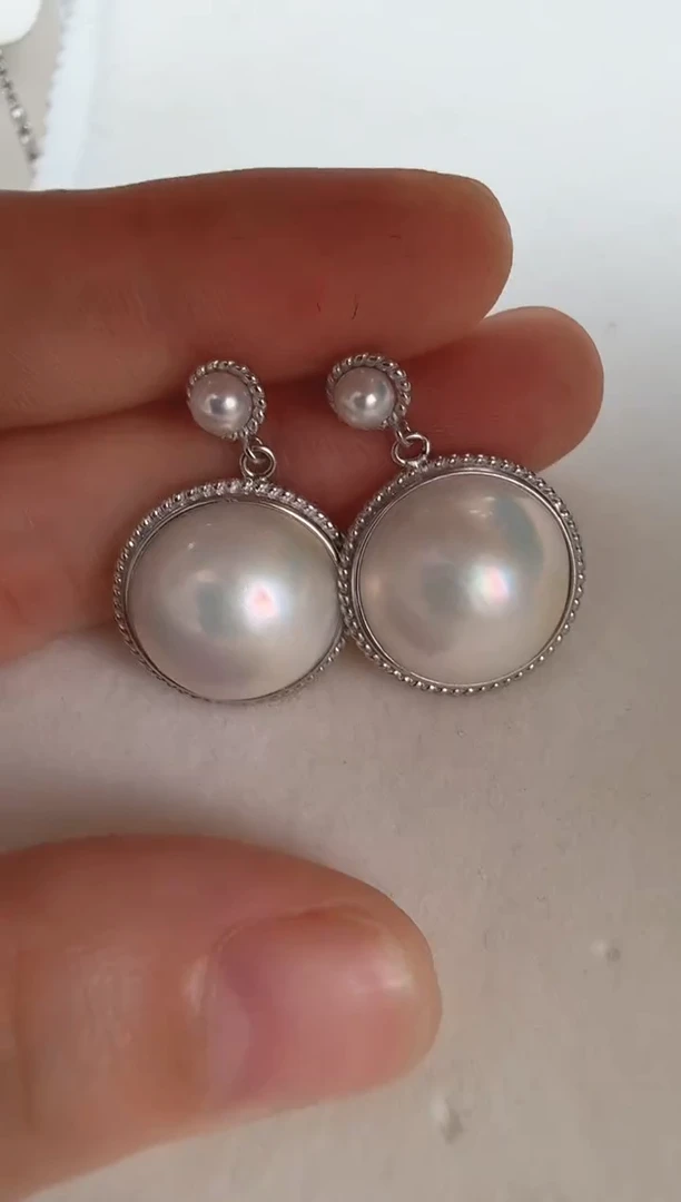 耳饰拼合珍珠（马贝珠）未镶嵌双珠灵动