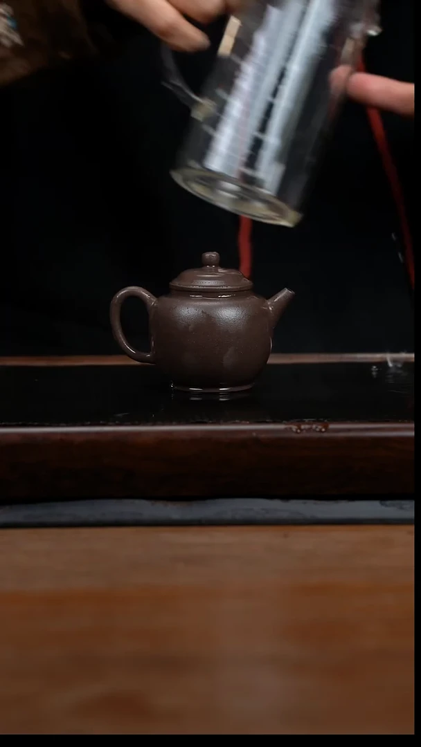 茶壶紫砂130cc黄龙山原矿清灰紫泥宫灯10