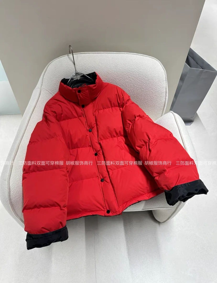 【仅剩3件~清】黑红色双面可穿宽松休闲棉服外套中性风男女同款