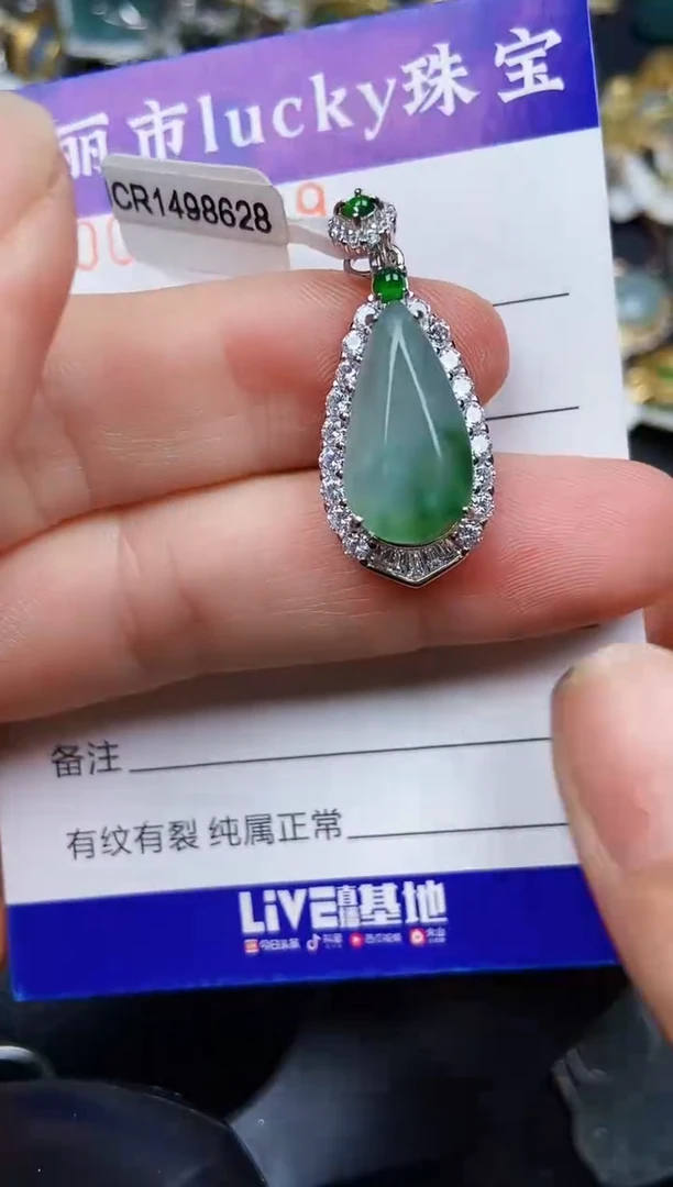 翡翠银S925镶嵌颈饰9789