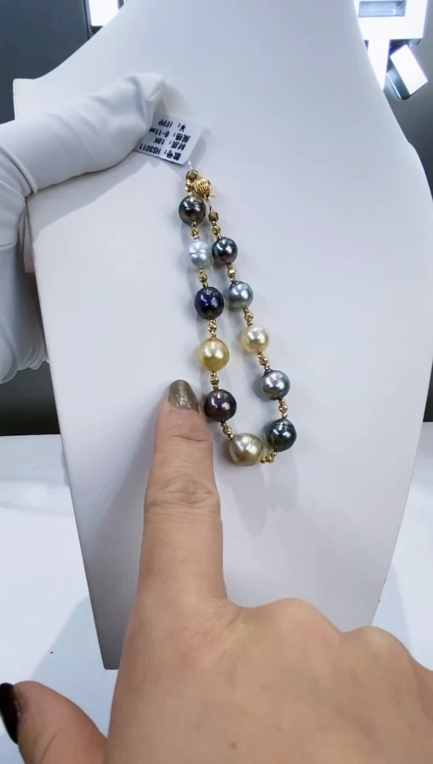 18K金镶嵌手链海水珍珠Y海水混彩手链