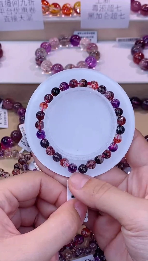 未镶嵌手链水晶黑加仑超七单圈6m+