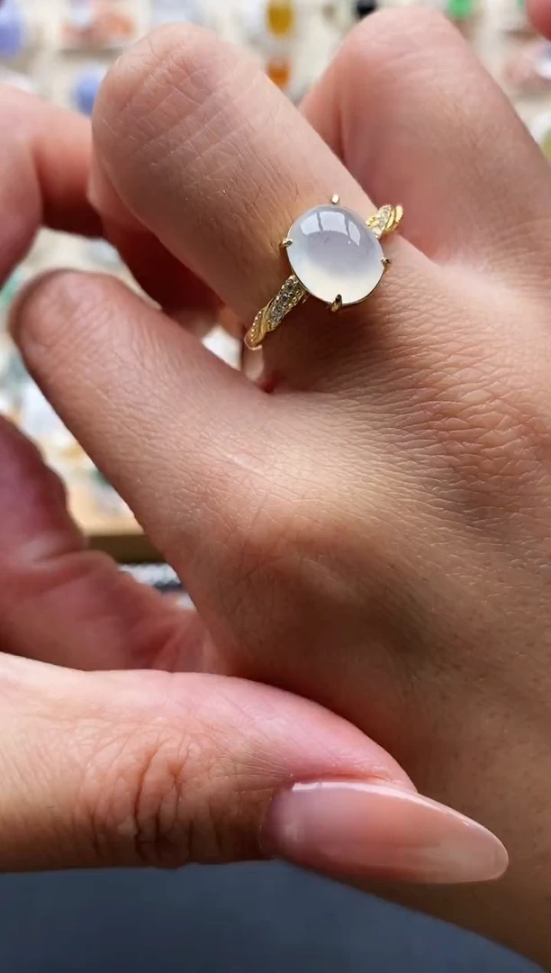 银S925镶嵌戒指翡翠缅甸天然A货翡翠22 8-9