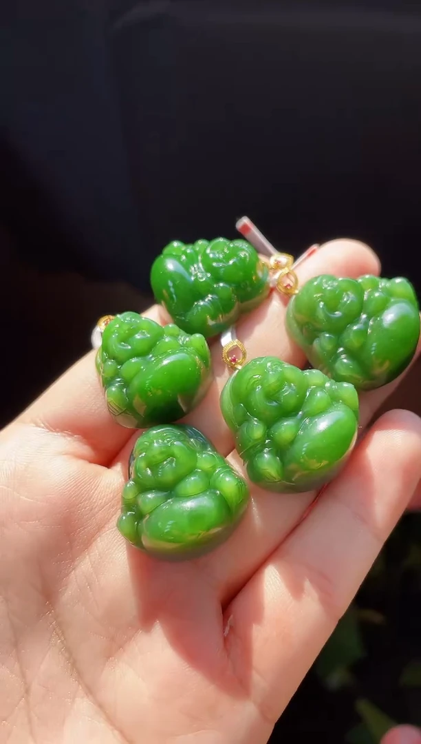 【闪购商品】和田玉吊坠18K金镶嵌27MM 多样性发一