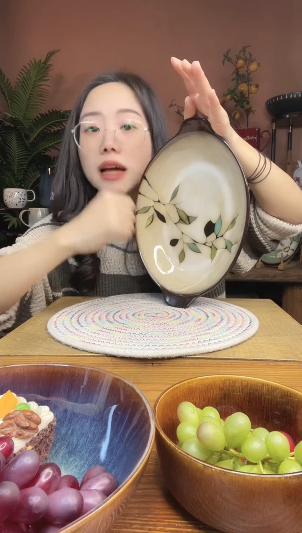 陶瓷11.5英寸竹叶深鱼盘子  1件装 微瑕疵