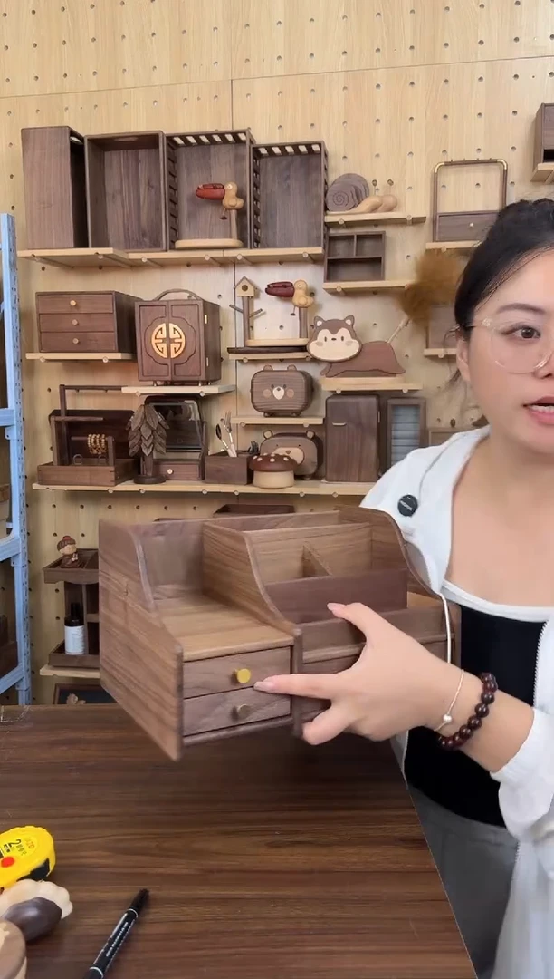 木特价黑胡桃化妆盒微瑕