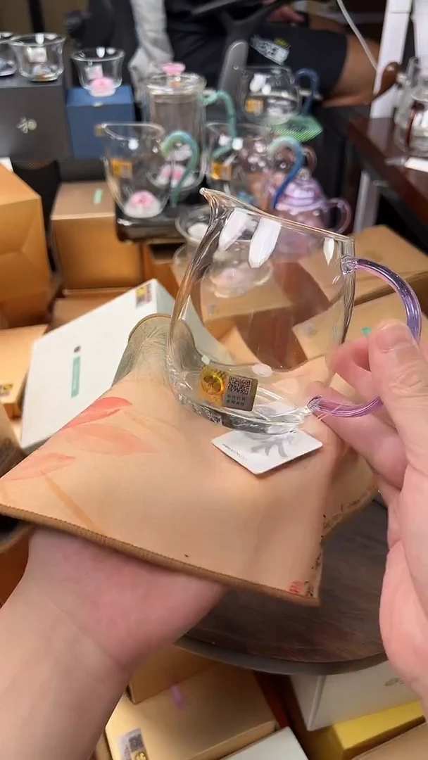@@禾器晶彩澄然浅紫色+禾器茶巾千里江山