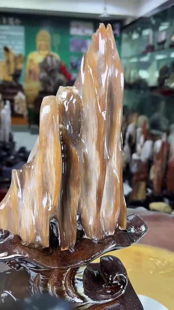 缅甸天然树化玉摆件