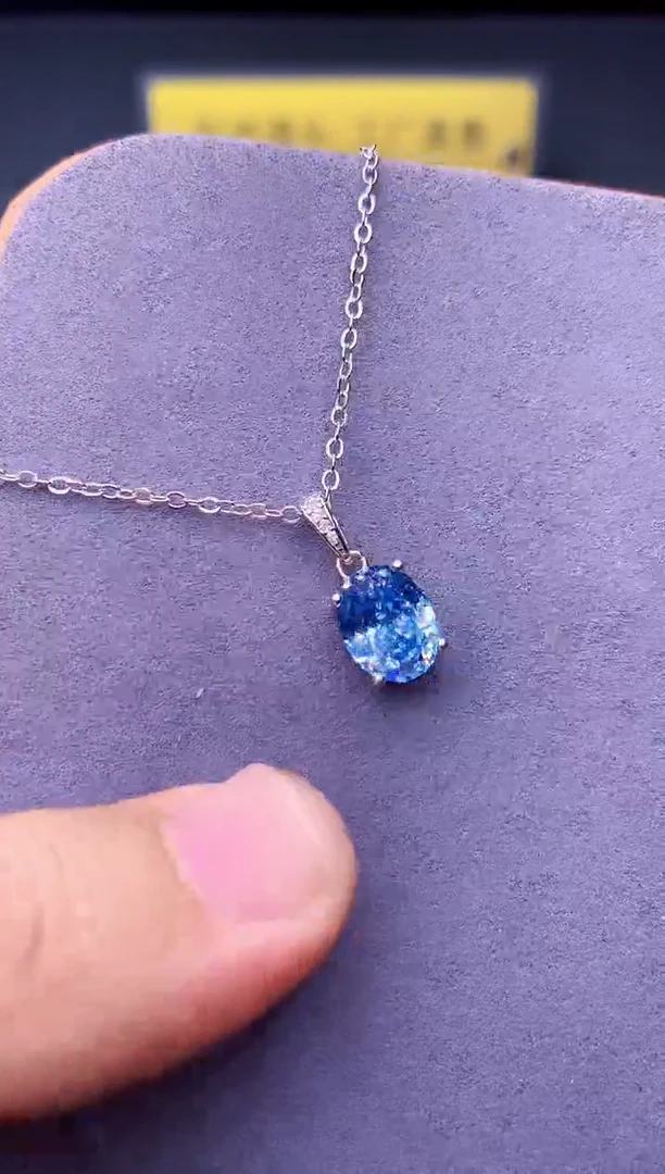 海蓝宝石颈饰银S925镶嵌00000