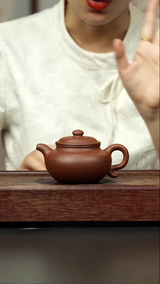 紫砂茶壶红降坡 仿古