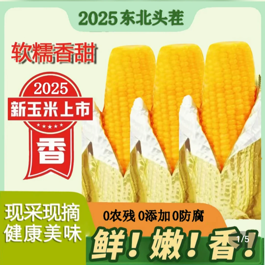 【试吃3根】东北头茬黄糯玉米铝箔装 10根5.5斤-6斤/箱 软糯香甜