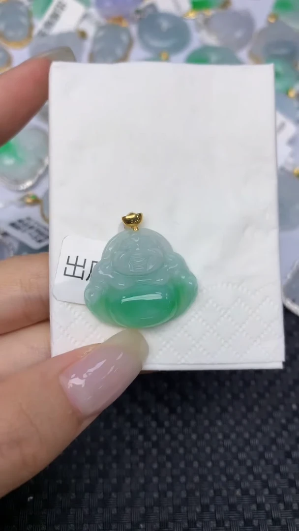 翡翠18K金镶嵌颈饰天然缅甸翡翠a货百元以上9元证书费自理