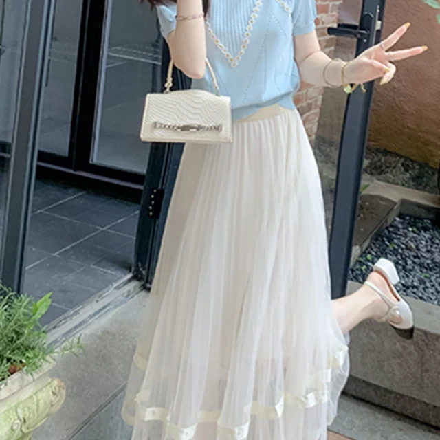 气质百搭镂空针织短袖/超仙蕾丝半身裙 FMGZ2304 282002