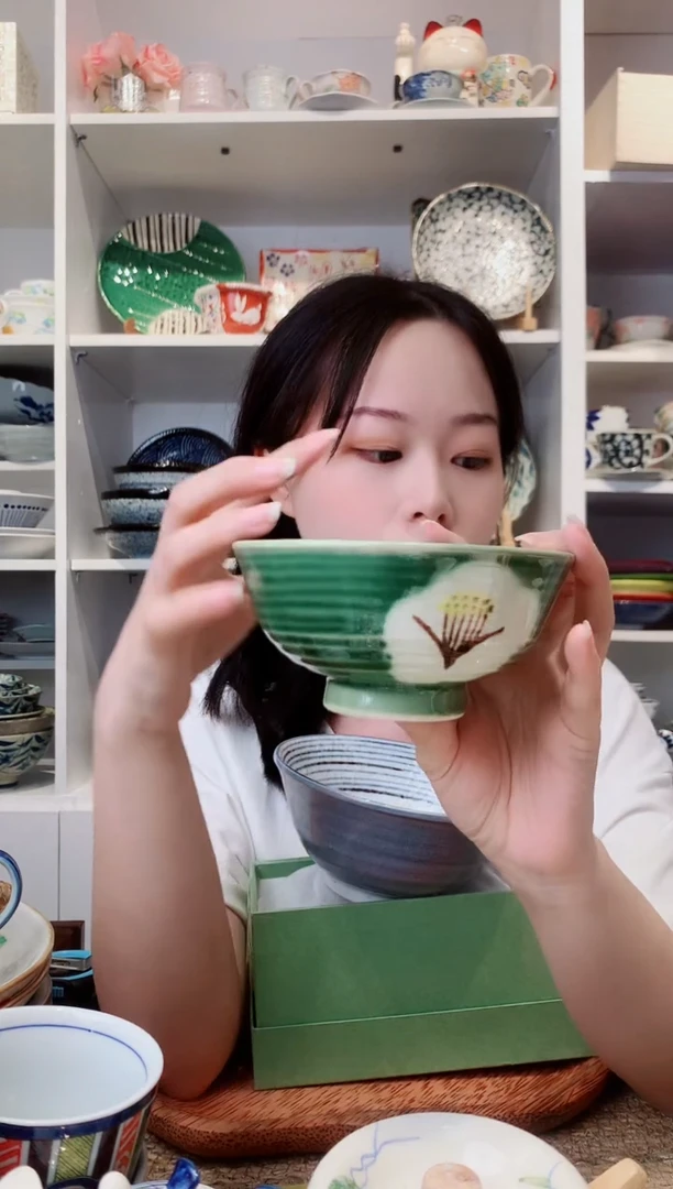 陶瓷【清仓】织布绿山茶花米饭碗