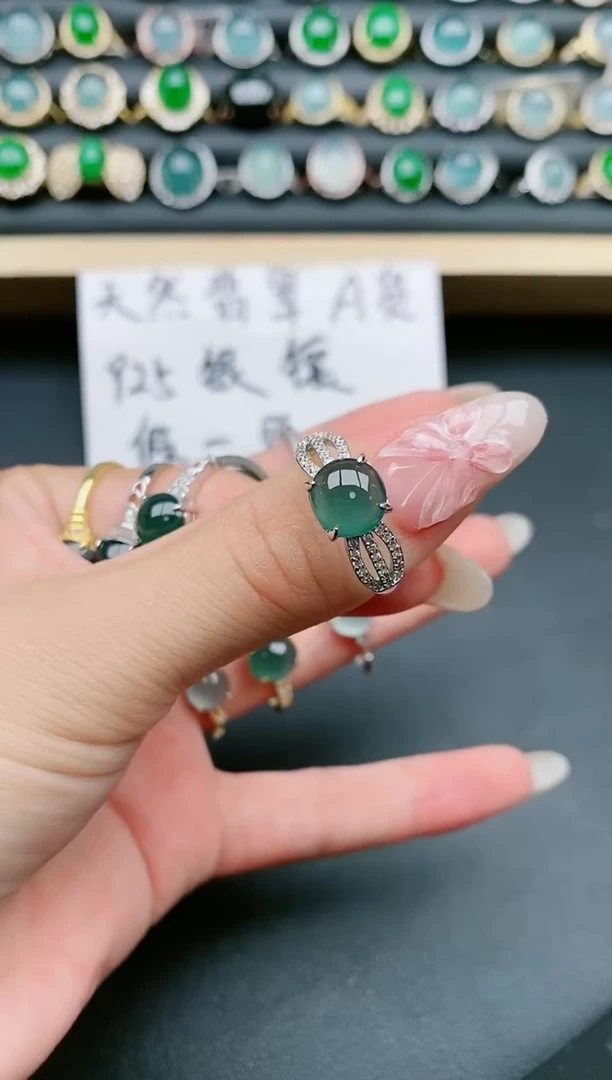翡翠戒指银S925镶嵌1111111