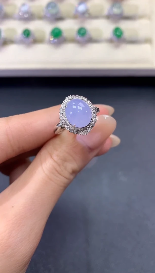 【闪购商品】翡翠戒指18K金镶嵌a74紫货有色差