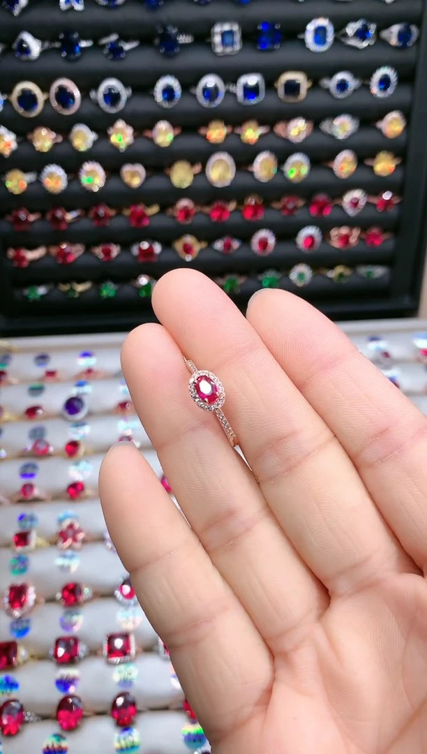 【闪购商品】红宝石戒指银S925镶嵌玫瑰金4.6