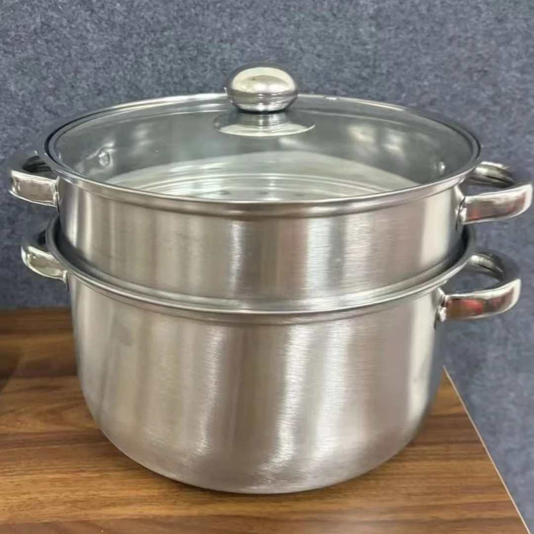 F220蒸锅大号不锈钢两层蒸馒头双层家用多功能电磁炉煤气通用锅具