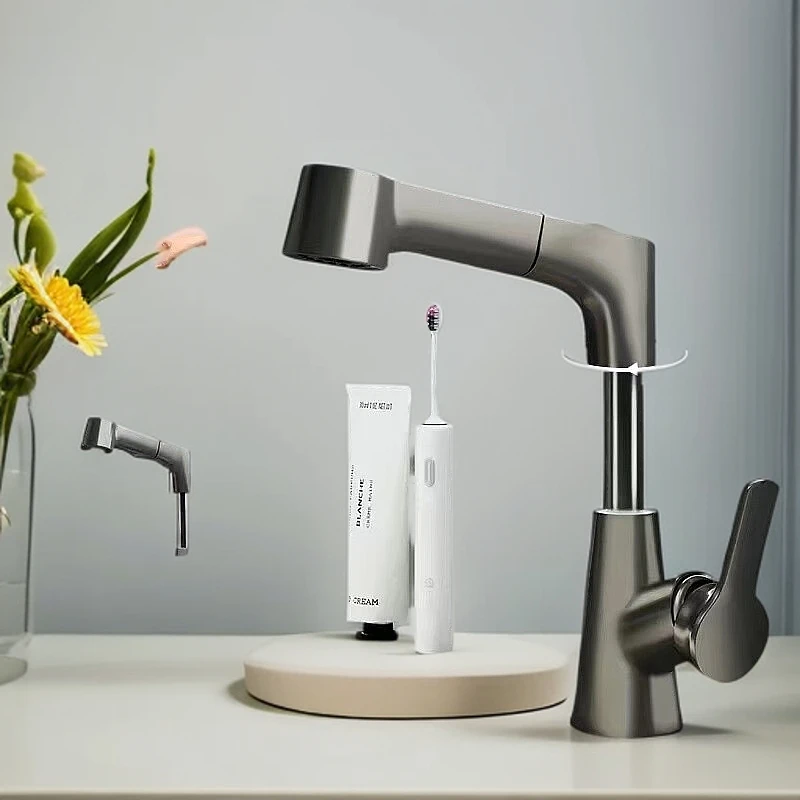 升降洗手盆水龙头家用卫生间冷热水洗脸盆面盆台盆抽拉式龙头洗漱