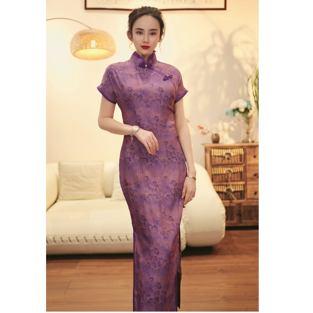 年末福利长120夏季清版旗袍气质优雅复古国风连衣裙