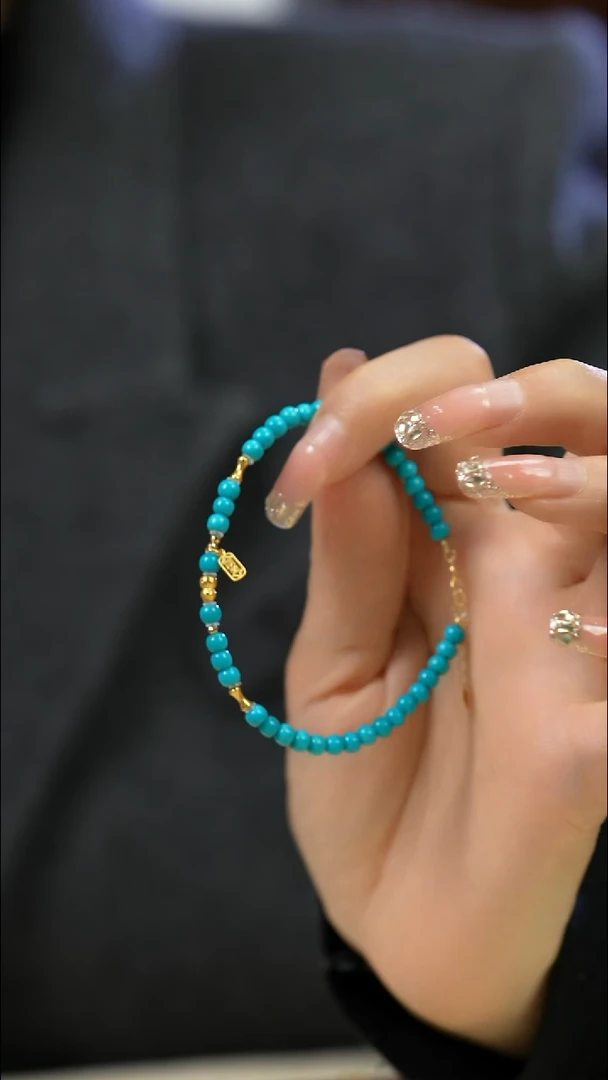 18K金镶嵌绿松石手串多样性发一