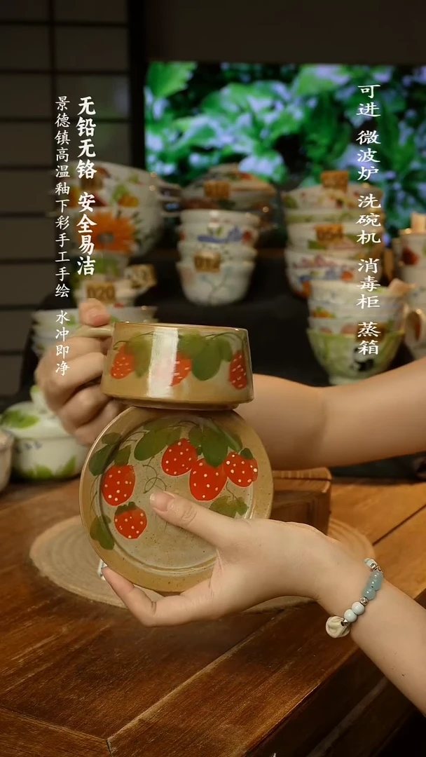 瓷景德镇高温瓷釉下彩手绘陶瓷