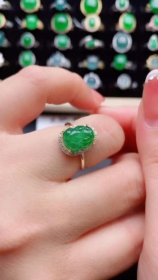 【闪购商品】翡翠戒指银S925镶嵌5080