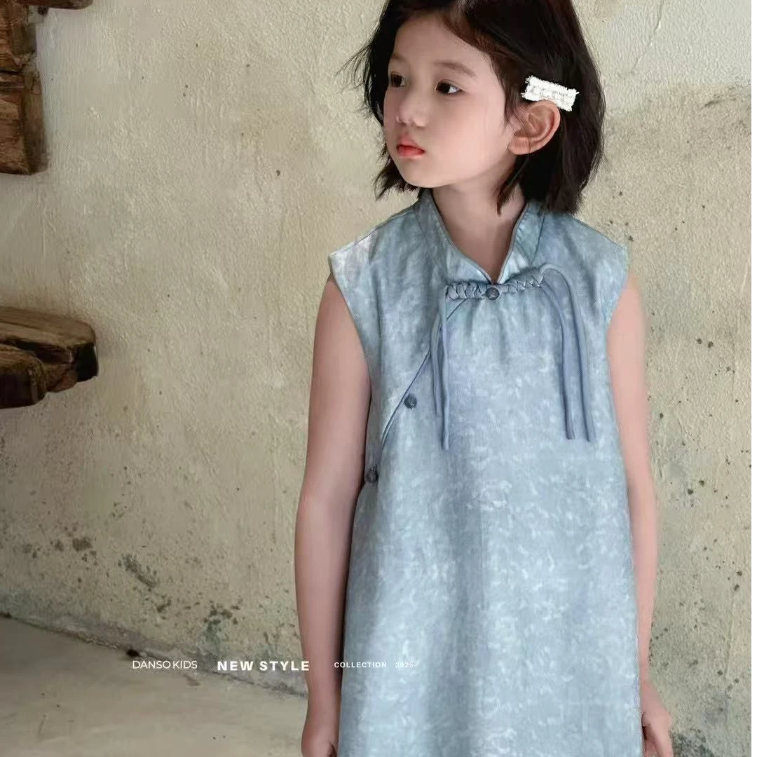 Alice *641*D家正版女童蓝色旗袍裙21-3