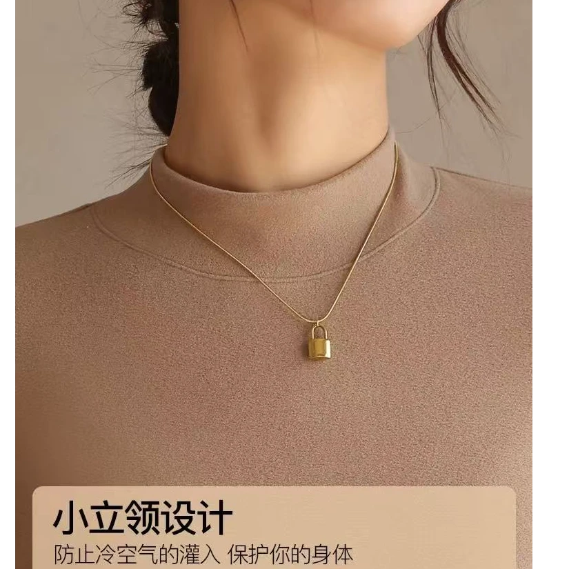 1252半高领德绒打底衫女秋冬含羊 毛磨毛加厚内搭保暖长袖上衣