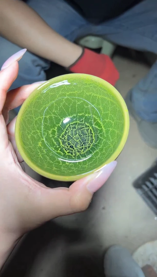现场开窑建盏金丝帝王绿