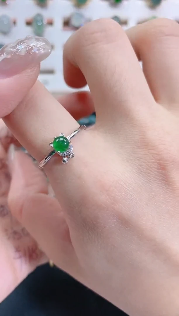 银S925镶嵌戒指翡翠天然翡翠