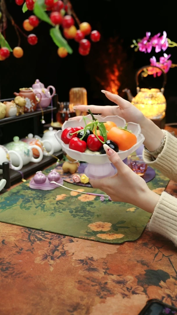 【闪购商品】紫色高足果蝶点心盘