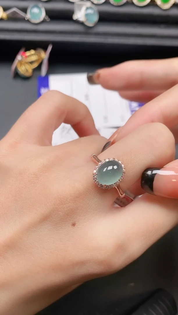 翡翠戒指银S925镶嵌1111