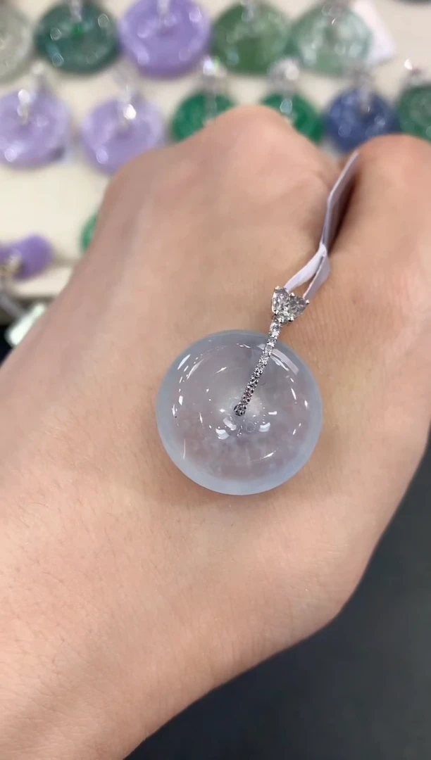 翡翠18K金镶嵌吊坠(不含链)B58