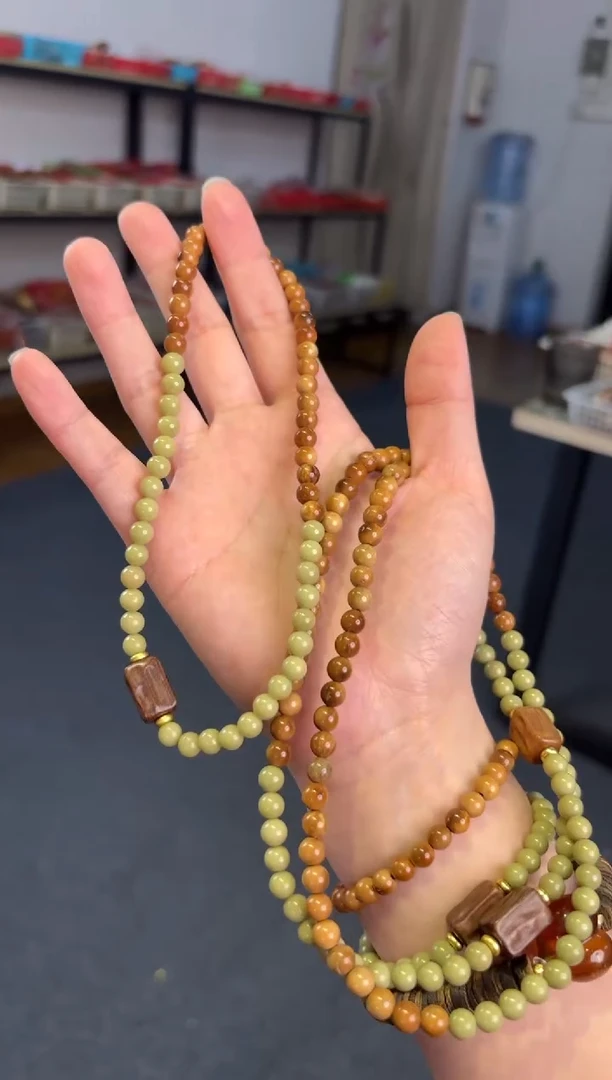 未镶嵌手链石英岩玉  6Mm库克【抹茶巧克力】双圈