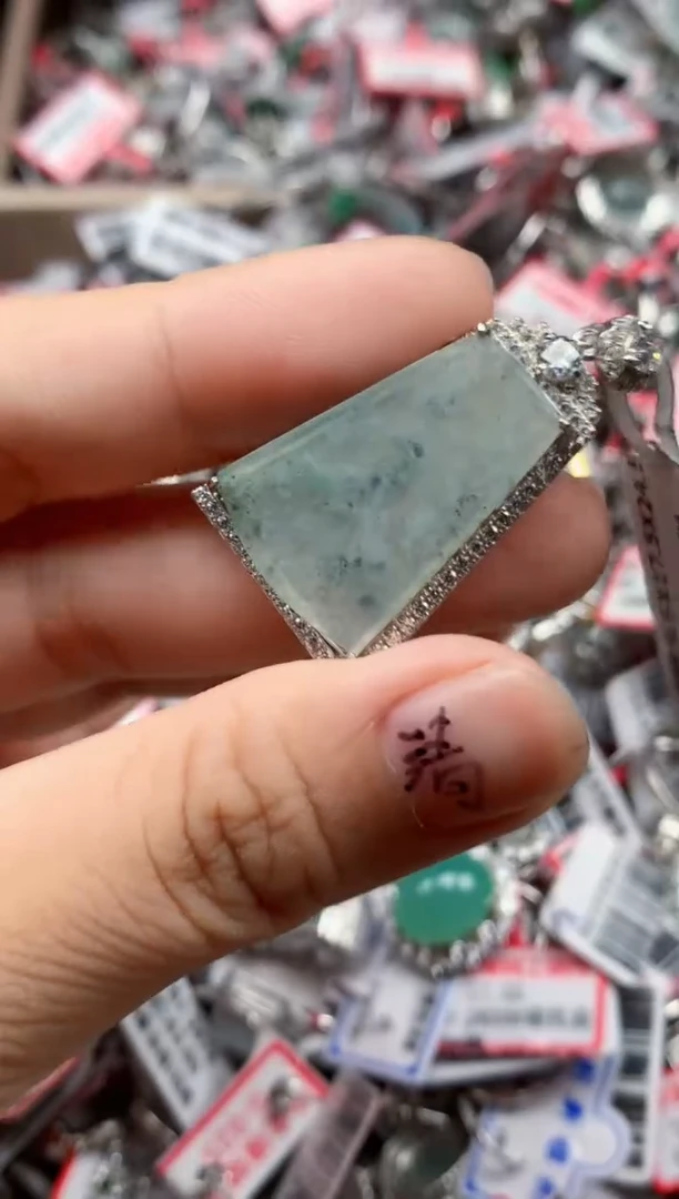 银S925镶嵌戒指翡翠天然A货缅甸翡翠