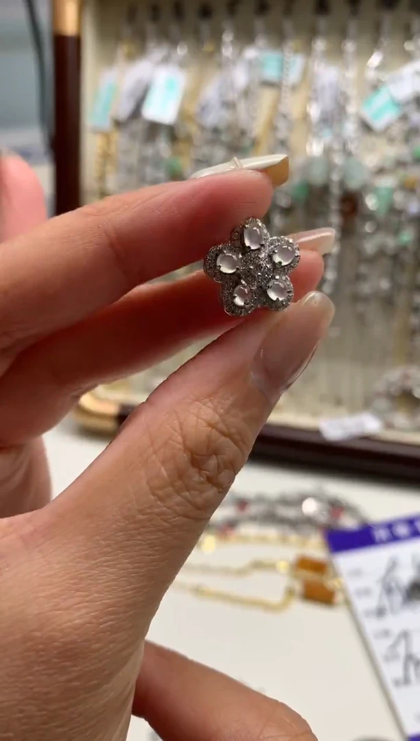 银S925镶嵌戒指翡翠吊坠23