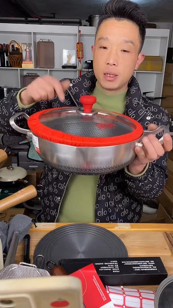 水晶玻璃1双耳不锈钢汤锅30 有盖