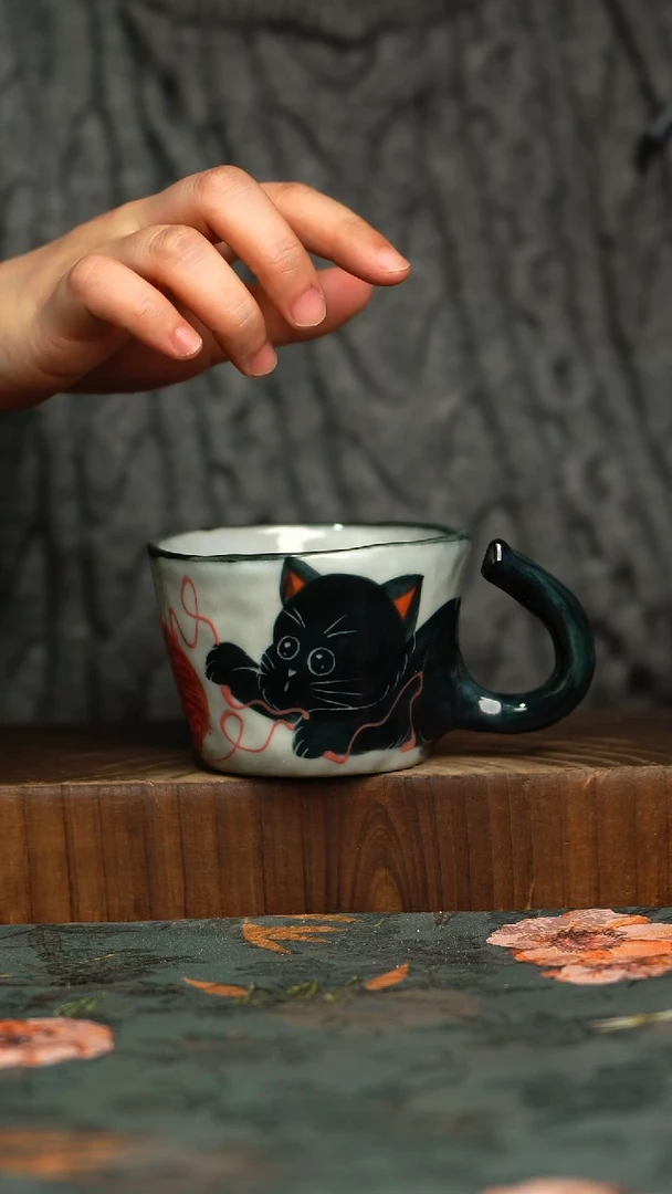 杯釉下彩手工手绘同款陶器