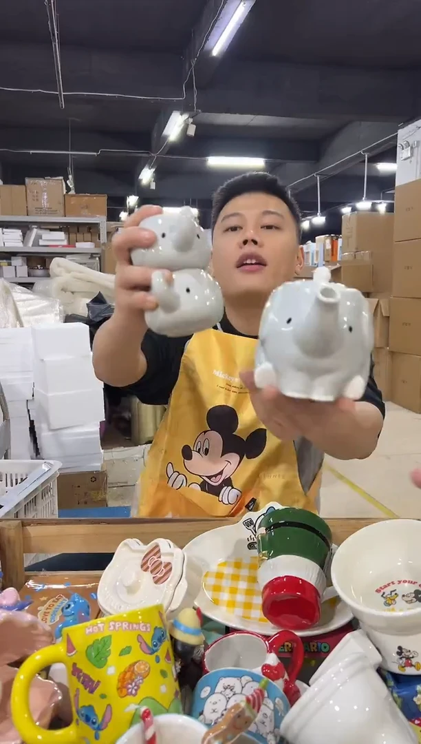 瓷片原盒大象茶壶套组